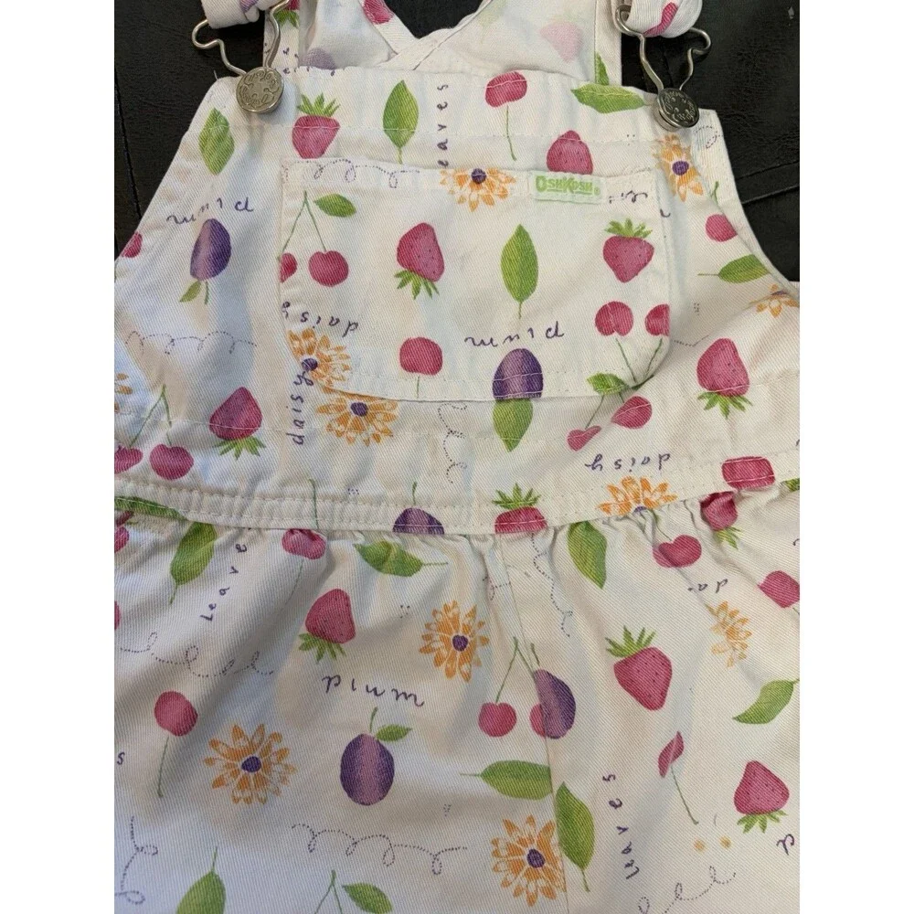 Vintage Rare Fruit Print OshKosh B'gosh Overalls 3T